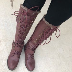 *SOLD* Just Fab Addison Burgundy Boots Boho Sz 8